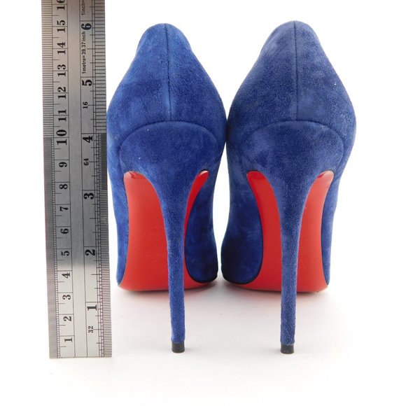 CHRISTIAN LOUBOUTIN Brilliant Blue Suede Leather Stiletto Heel Pumps 37 - Picture 7 of 10